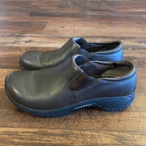 Merrell Encore Moc Pro Womens Brown Leather Slip-Ons Loafers Size 8.5